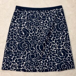 Boden Floral A-Line Mini Skirt Navy Blue Cotton‎ Women’s size 8R
